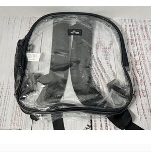 Maytree Clear Black Trimmed 12x12 Backpack Padded Straps Zipper Mesh Pocket